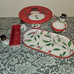 Santa's Workbench Festive Snowman Ceramic Dish Set